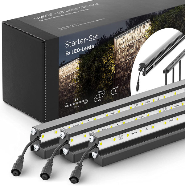 3er Starter Set LyghtUp Gabionen- und Zaunbeleuchtung -RAL 7016-2.5 m